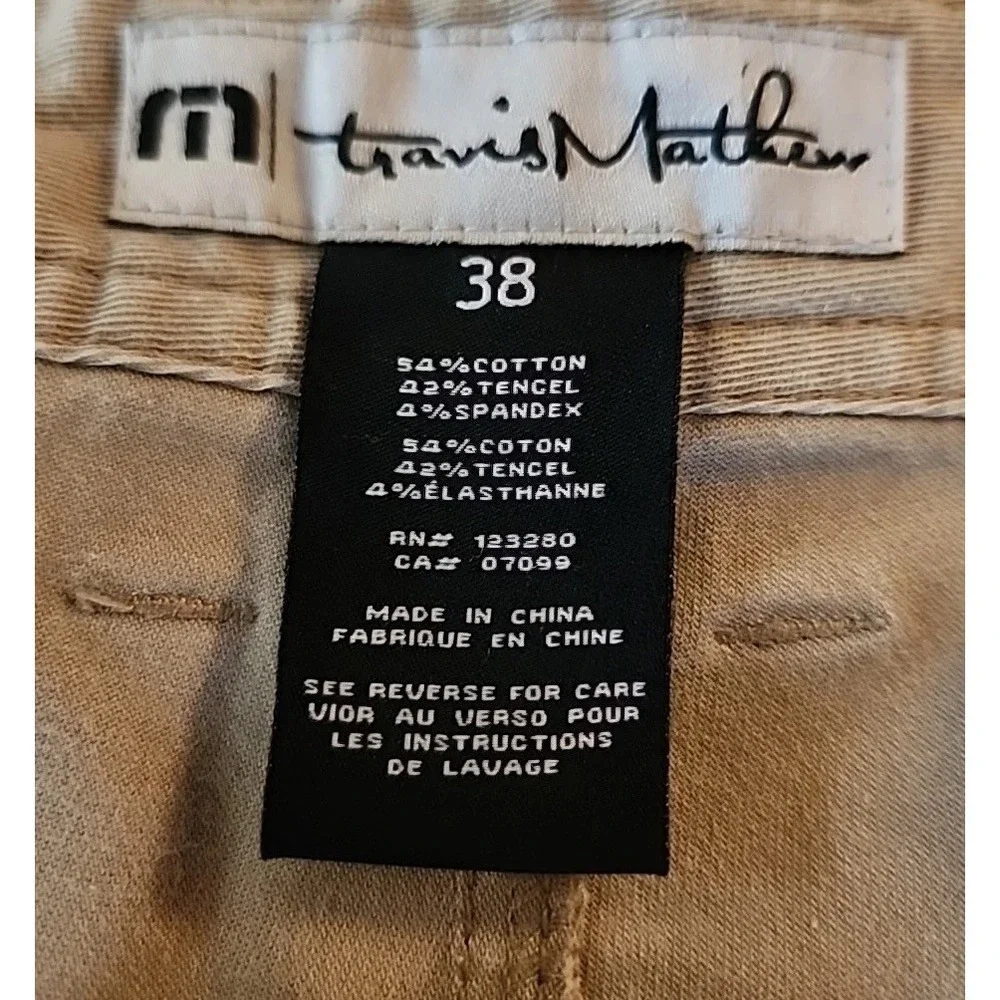 Travis Mathews Pants Sz 38 Performance Stretch Chinos Khaki Tan Golf Preppy READ